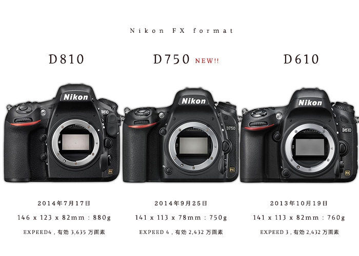 ニコン D810 Vs D750 Vs D610 機能比較 D750からみる Nikon Fxシリーズフルサイズセンサーモデル別の違い かめらとブログ