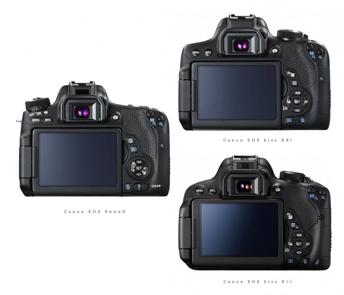 キヤノン EOS 8000D vs Kiss X8i vs Kiss X7i 比較。Canon APS-C新初級 