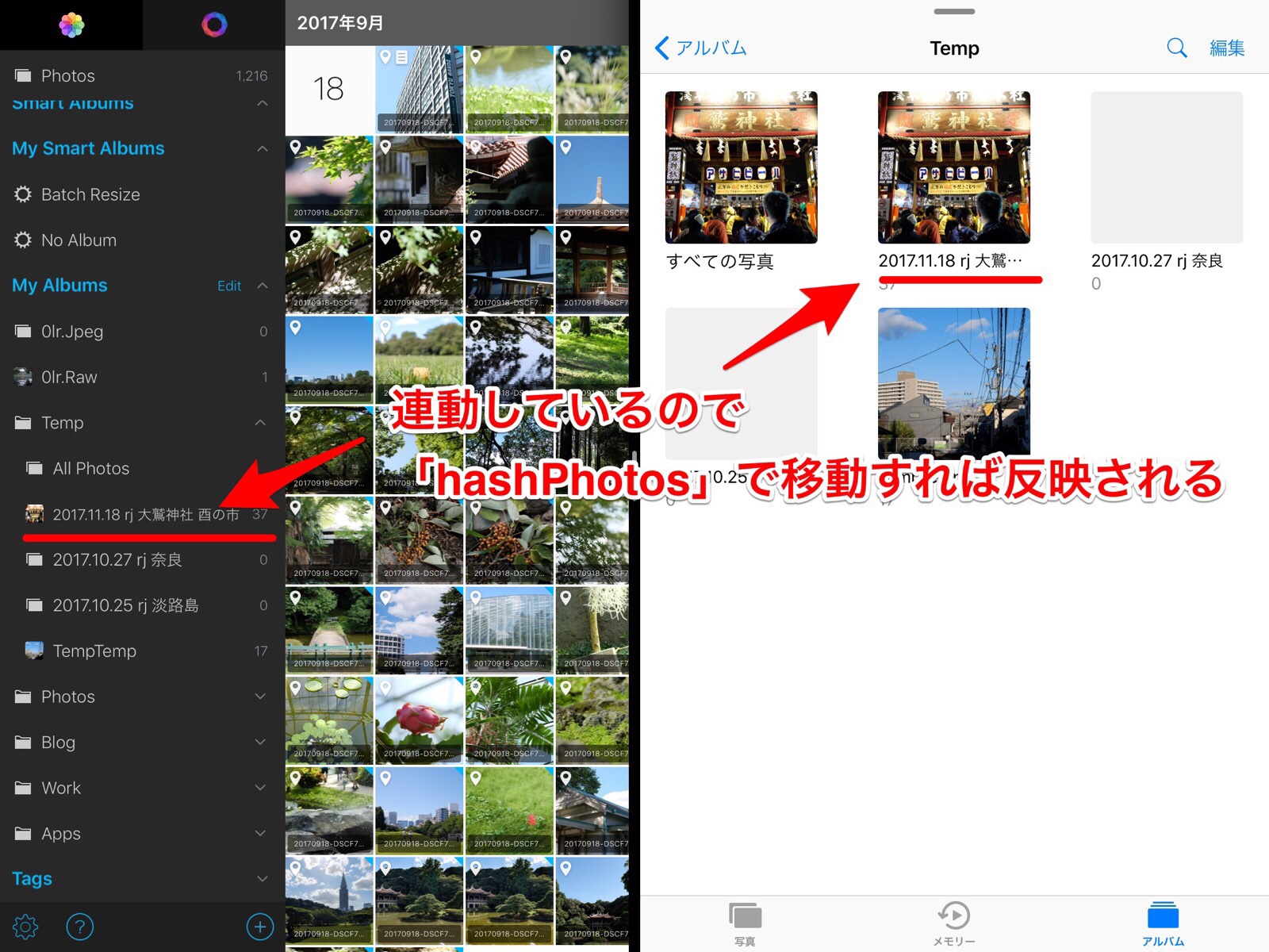 アルバム整理に写真の比較もできる 写真管理アプリ Hashphotos をiphone Ipadな全ての写真好きにおすすめしてみる Ios かめらとブログ