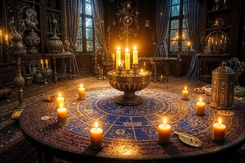 '幾何学模様のガラスホルダーに火が着けられたランプ'