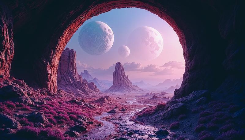三つの月が浮かぶ異世界の荒野
