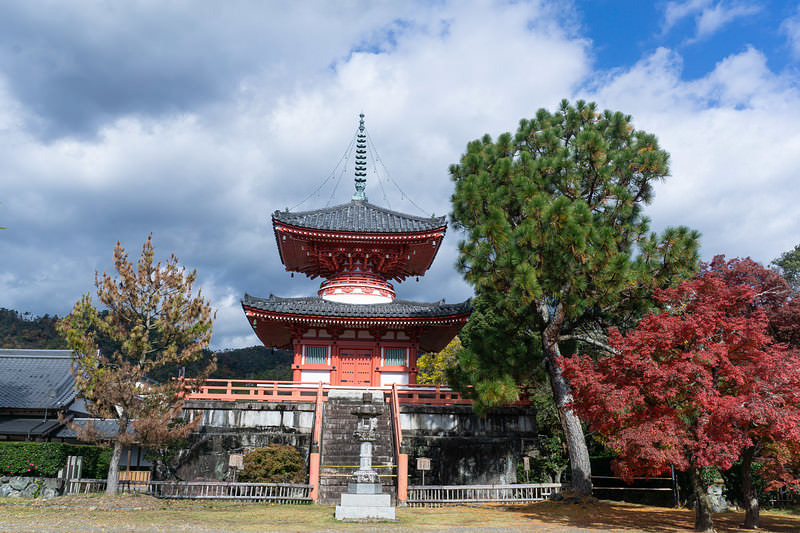 紅葉時期の大覚寺心経宝塔