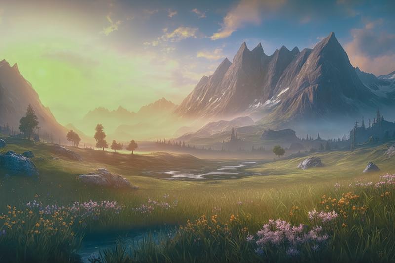 '草原での夜明け'